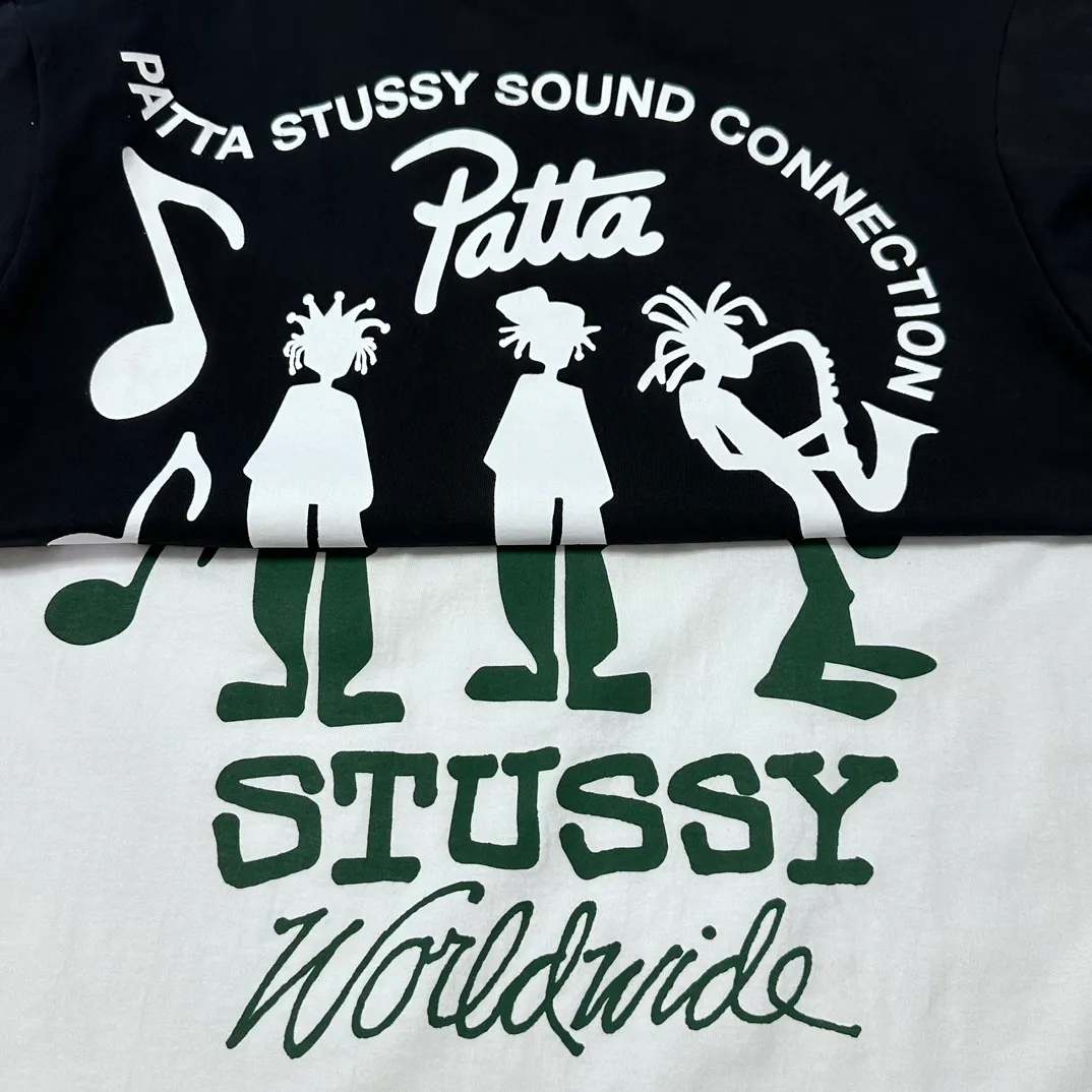 STUSSY X PATTA joint model SS24 TEE musician T-shirt black and white S-XL