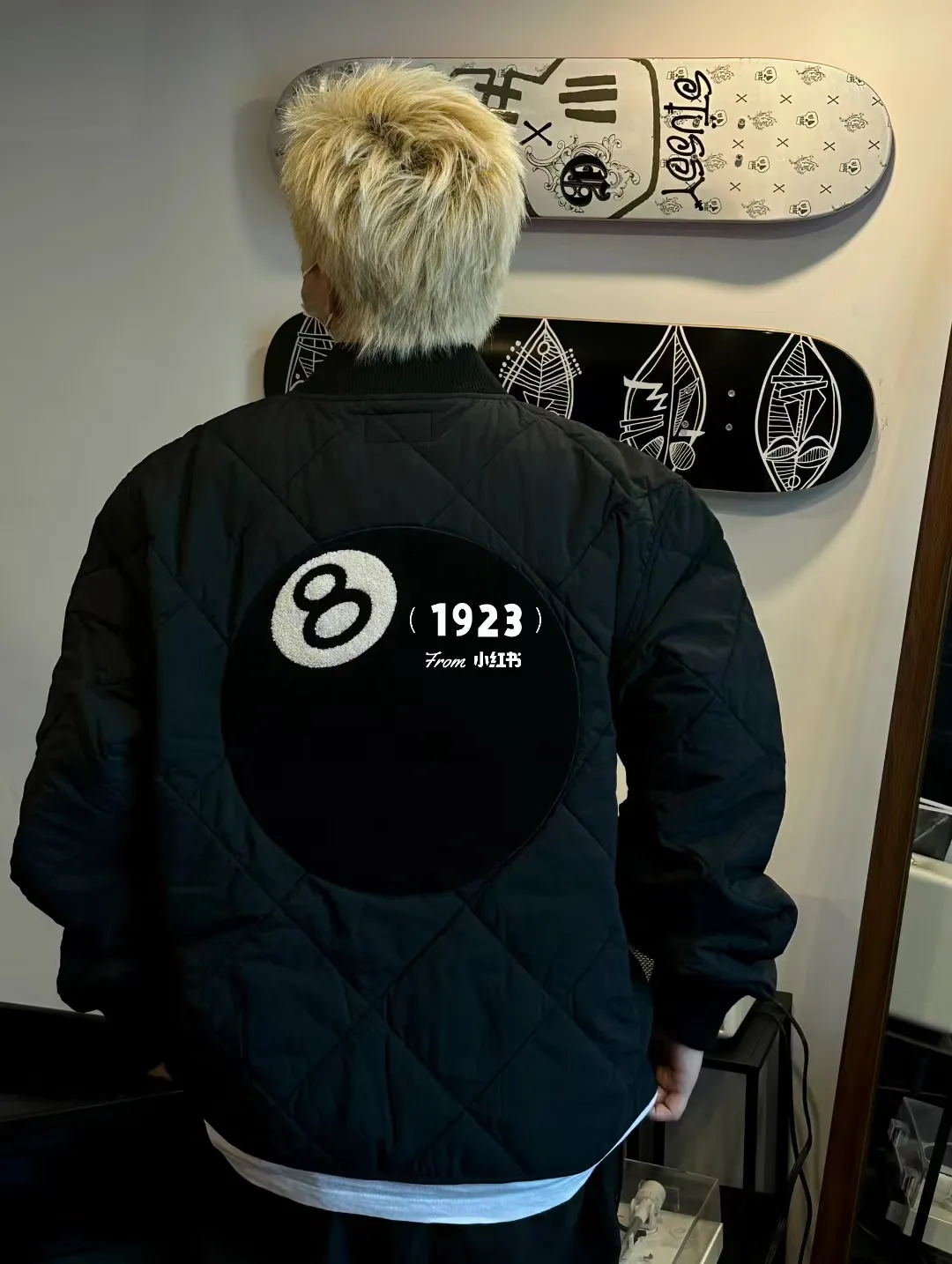 STUSSY 23FW 🎱 BALL QUILTED LINER JACKET Black 8 billiard zipper cotton coat/jacket Size: Black S M Khaki M L XL