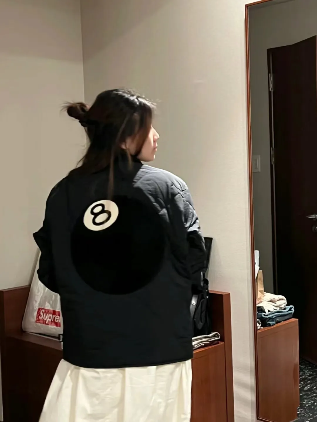 STUSSY 23FW 🎱 BALL QUILTED LINER JACKET Black 8 billiard zipper cotton coat/jacket Size: Black S M Khaki M L XL