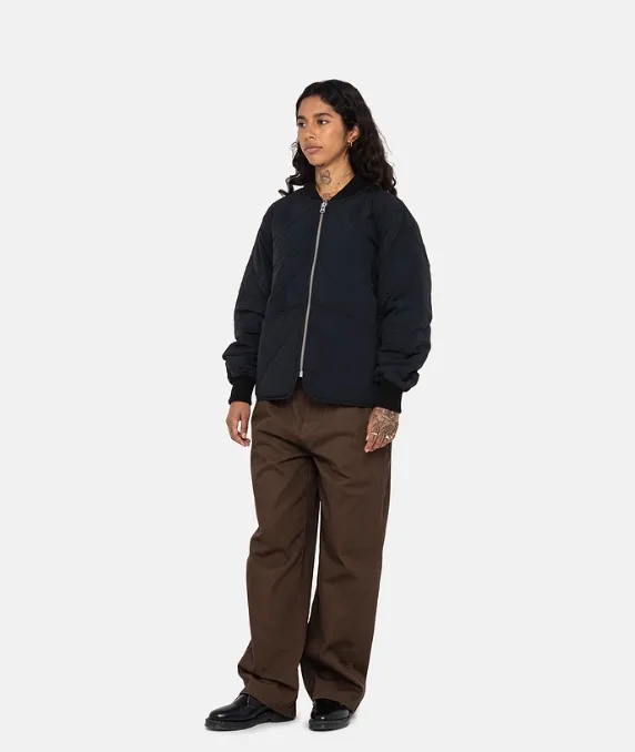 STUSSY 23FW 🎱 BALL QUILTED LINER JACKET Black 8 billiard zipper cotton coat/jacket Size: Black S M Khaki M L XL