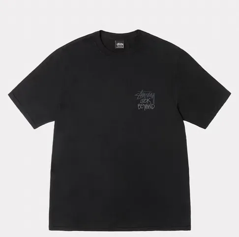 Sun T-shirt STUSSY SS25 LOOK BEYOND TEE PIGMENT DYED Double S sun short-sleeved TEE black and white S- XL