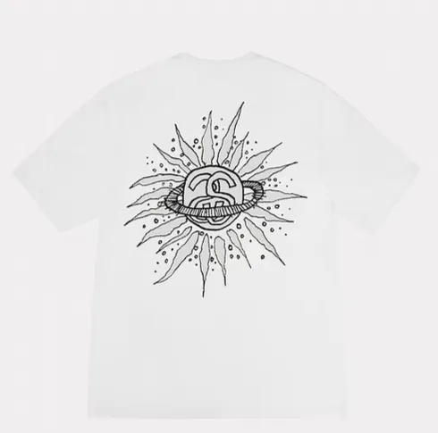 Sun T-shirt STUSSY SS25 LOOK BEYOND TEE PIGMENT DYED Double S sun short-sleeved TEE black and white S- XL