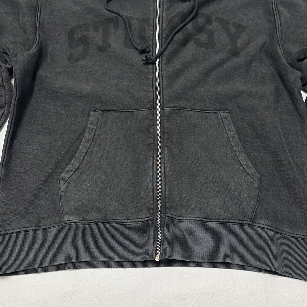 Washed zipper sweatshirt STUSSY FW24 FADED GRAPHIC ZIP UP HOODED Distressed washed and velvet zipper sweatshirt S-XL