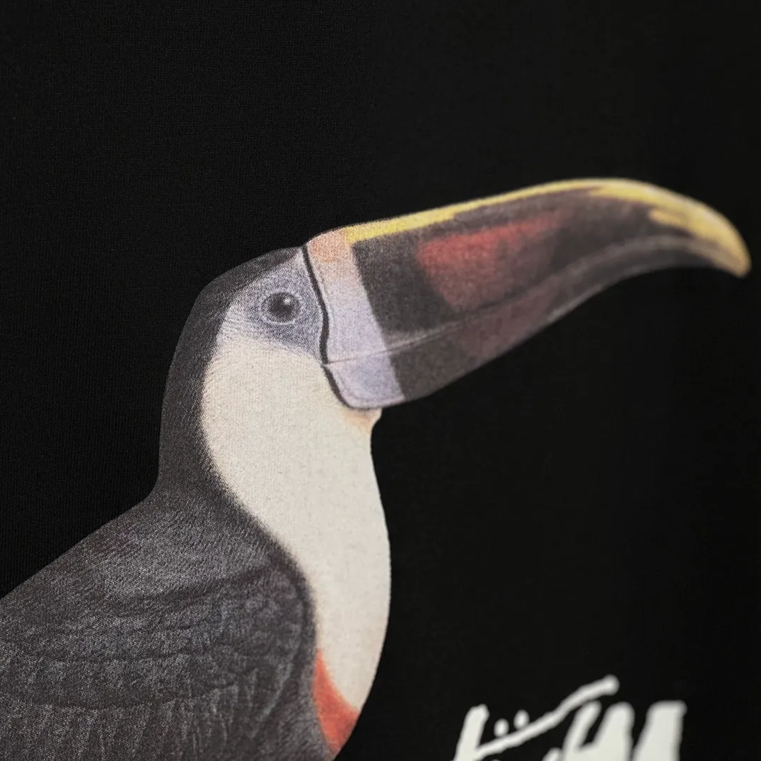 Spot goods! STUSSY SS24 Animal Series TOUCAN TEE Toucan T-shirt Black and White S-XL