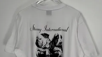 Spot goods! Crown Dog T-shirt STUSSY SS25 DOG CROWN TEE Black and White S- XL