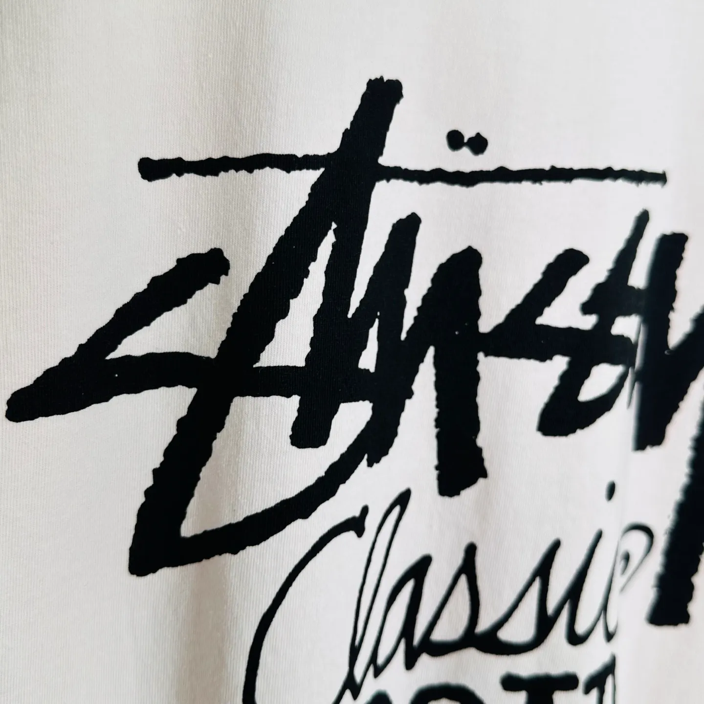 Retro lettering T-shirt STUSSY SS25 CLASSIC GEAR TEE PIGMENT DYED Classic lettering printed short sleeves black off-white S- XL