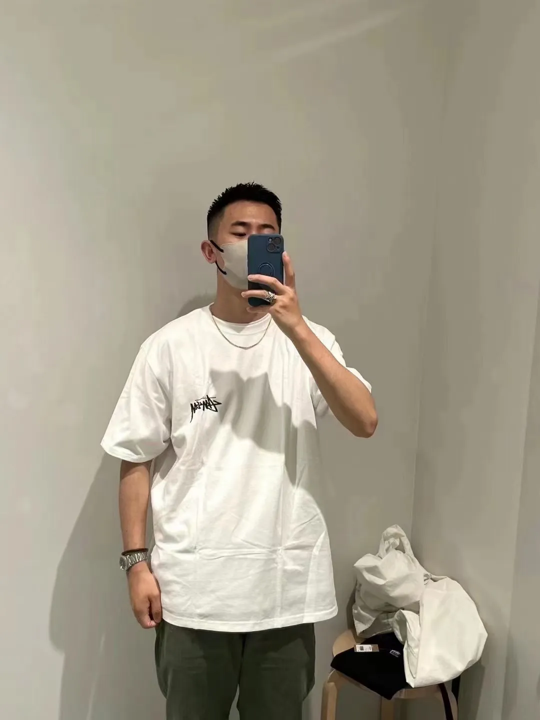 STUSSY 23SS PLUSH TEE doll logo No. 8 ball short-sleeved Tee black and white S-XL