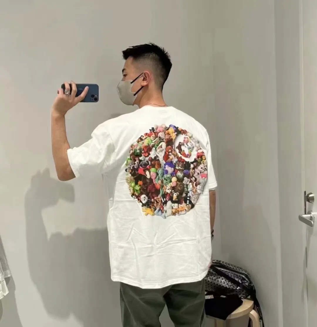 STUSSY 23SS PLUSH TEE doll logo No. 8 ball short-sleeved Tee black and white S-XL