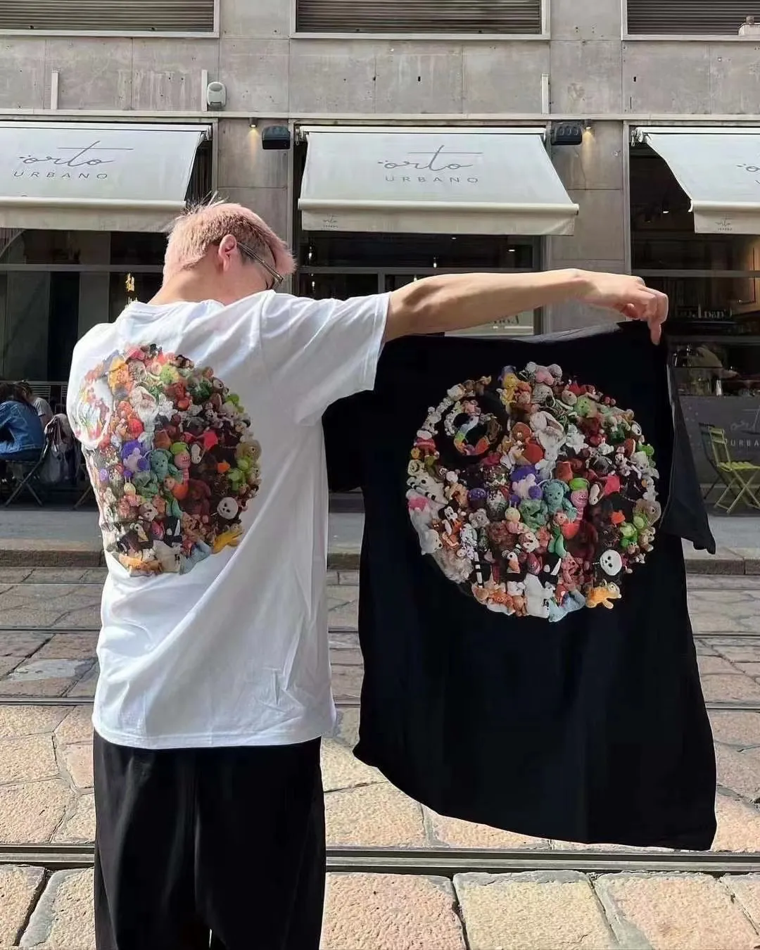 STUSSY 23SS PLUSH TEE doll logo No. 8 ball short-sleeved Tee black and white S-XL