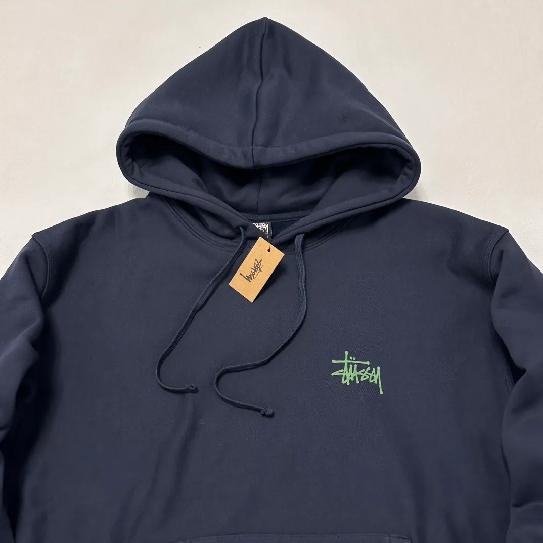 Graffiti word sweatshirt Stussy FW24 BUILT IN USA HOODIE English logo on the back plus velvet hooded sweatshirt/hoodie black gray blue S-XL