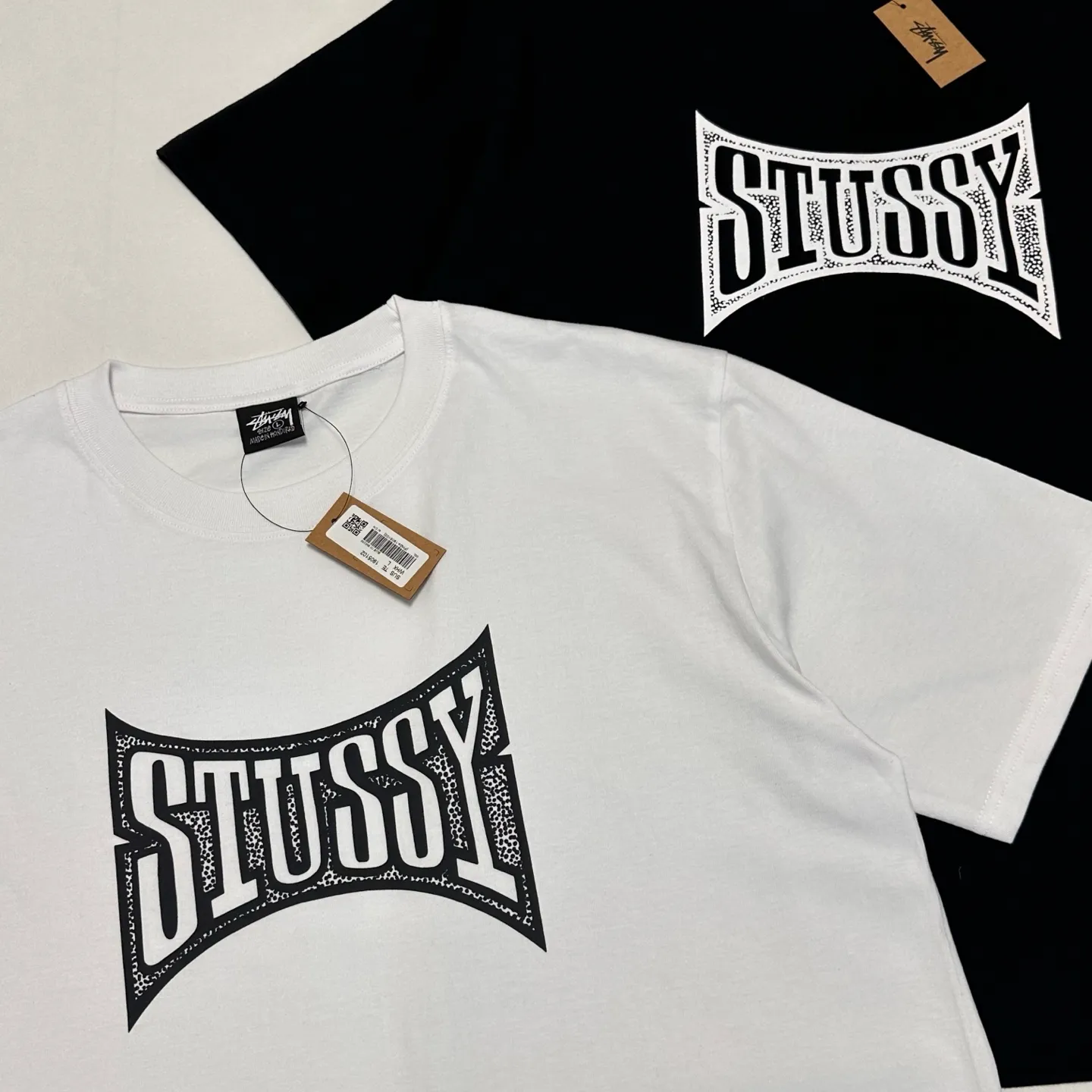 Replacement order and return of goods! Champion flag T-shirt STUSSY FW24 CHAMPION TEE black and white S-XL