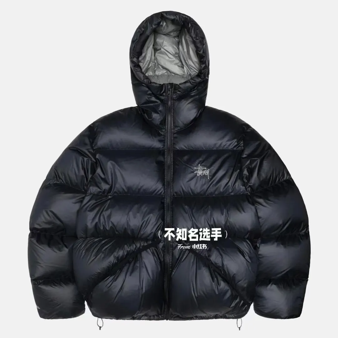 Stussy/Stussy 22Fw classic letter hooded down jacket, black, gray, black and pink, S-XL, filled with national standard 90 velvet/average 450g of velvet. It has a Michelin effect when you put it on. 800 puffs, fluffy and warm, full and light.