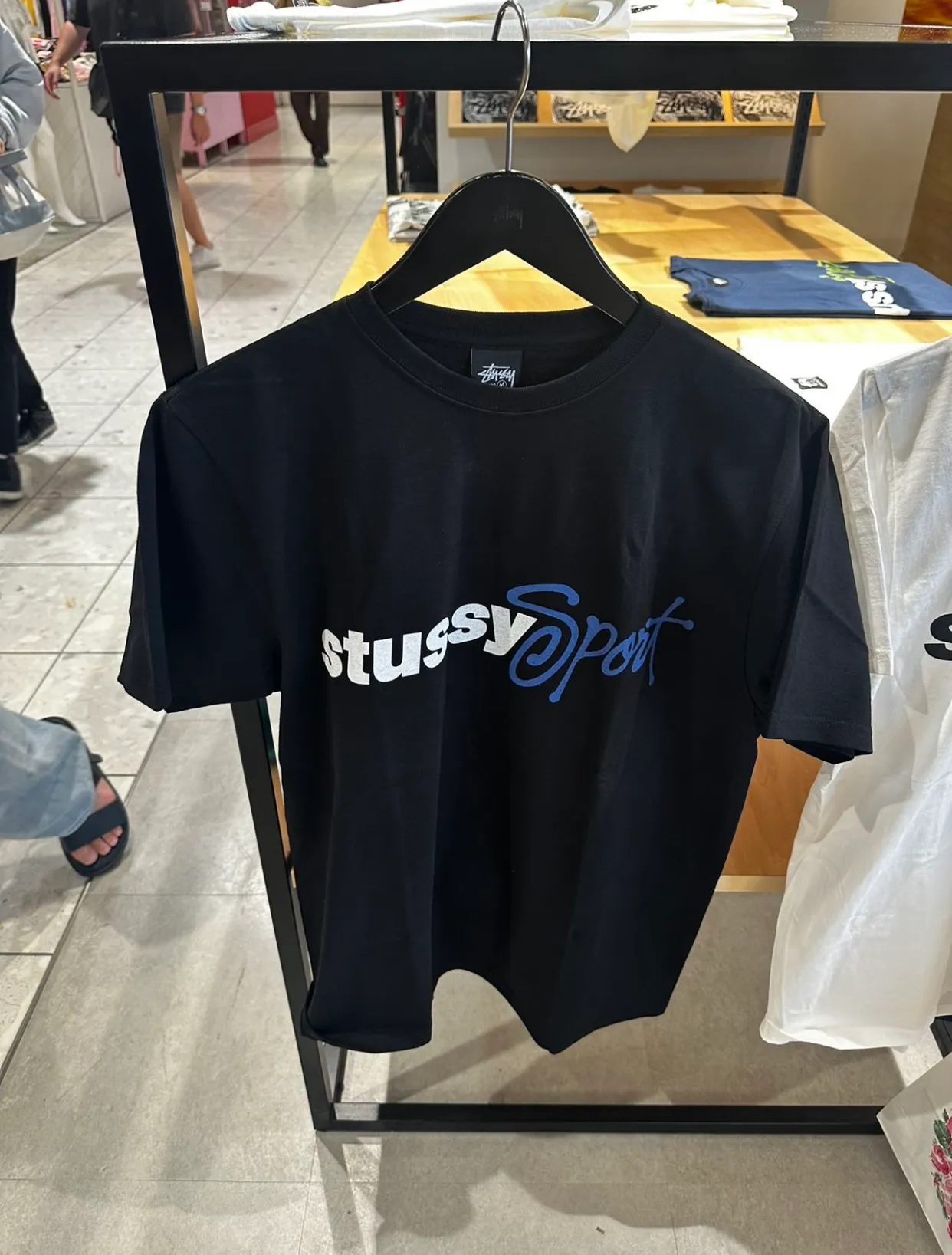 Stussy SS24 SPORT SCRIPT TEE logo letter print sports short-sleeved T-shirt, same style for men and women, black and white S- XL