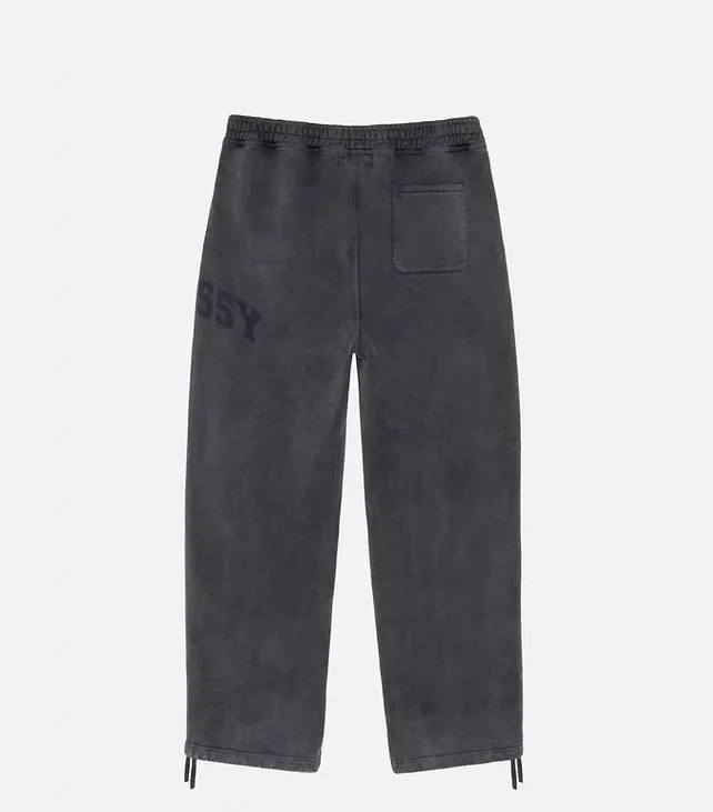 Washed sweatpants STUSSY FW24 FLEECE PANT FADED GRAPHIC loose thin velvet sweatpants with logo on the side, washed black S- XL