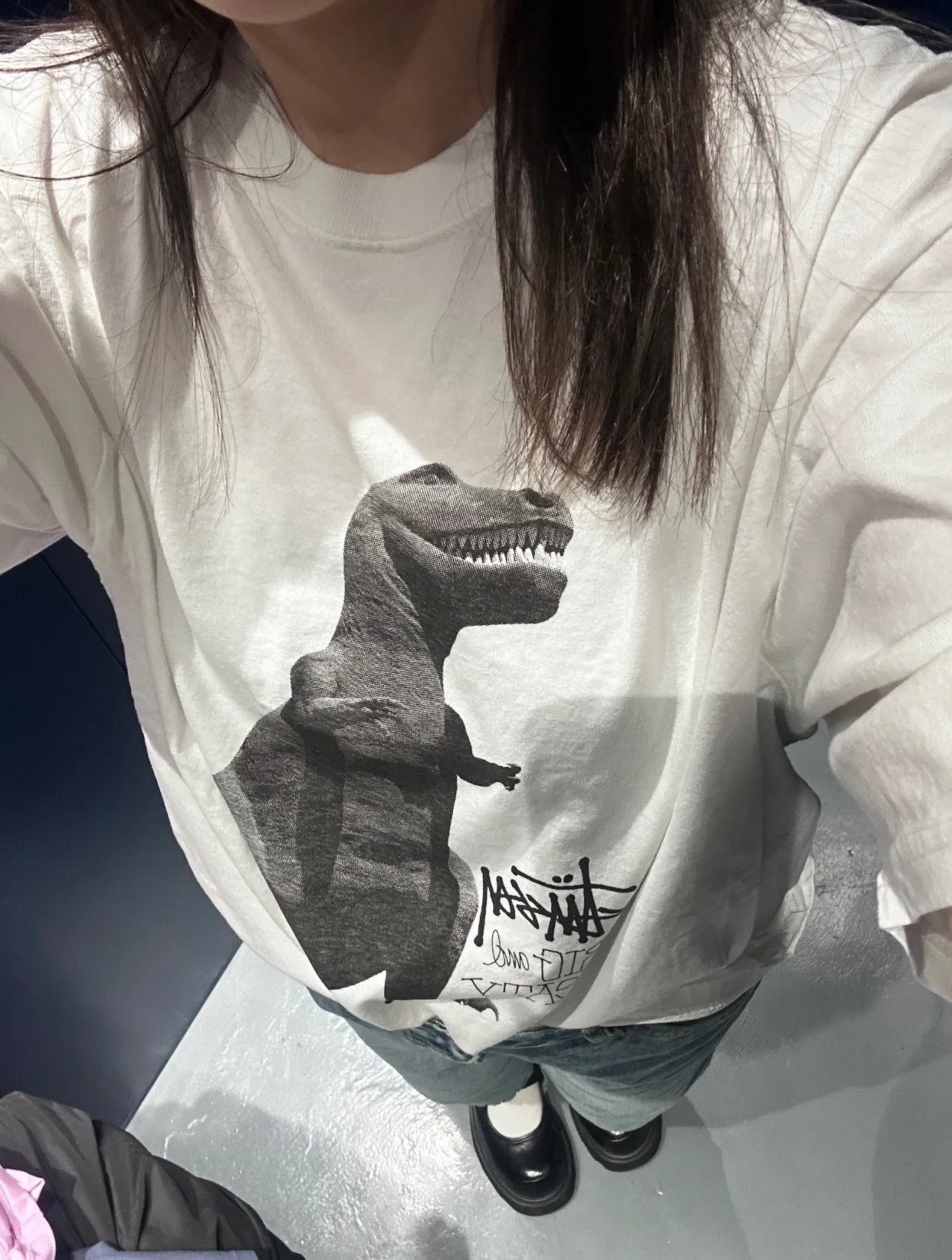 Tyrannosaurus Rex T-shirt STUSSY SS25 BIG & MEATY TEE PIGMENT DYED Dinosaur pattern short-sleeved black and white S- XL