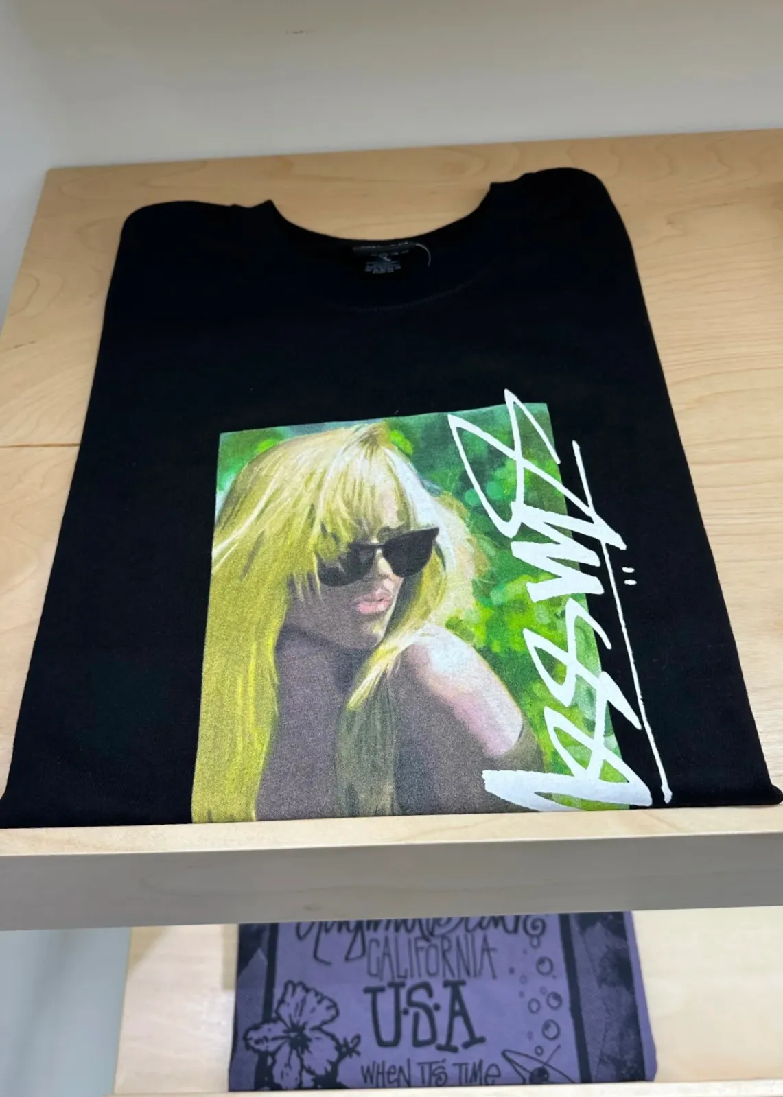 Blonde beauty T-shirt STUSSY SS25 LAURA TEE character print short-sleeved TEE black and white S- XL