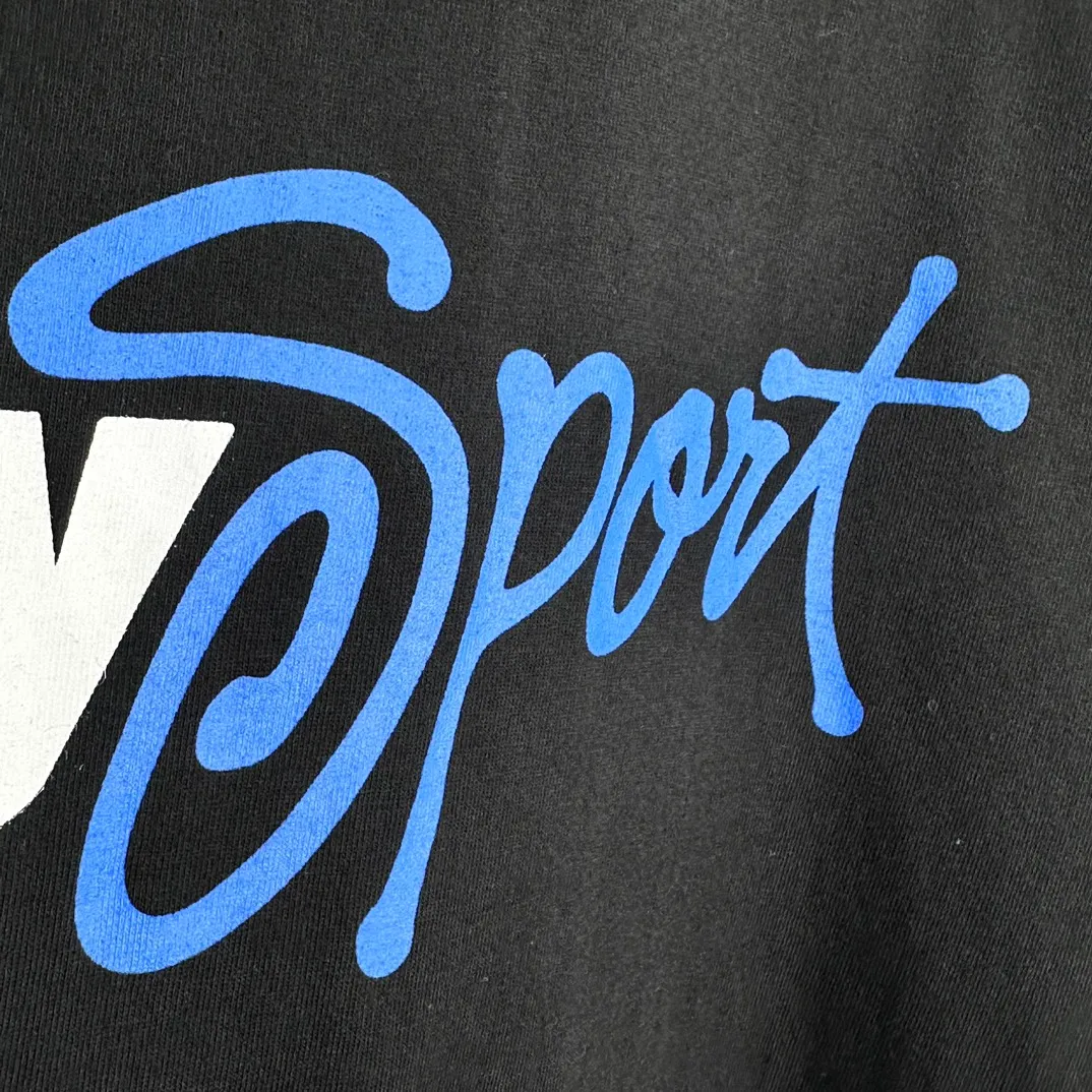 Stussy SS24 SPORT SCRIPT TEE logo letter print sports short-sleeved T-shirt, same style for men and women, black and white S- XL