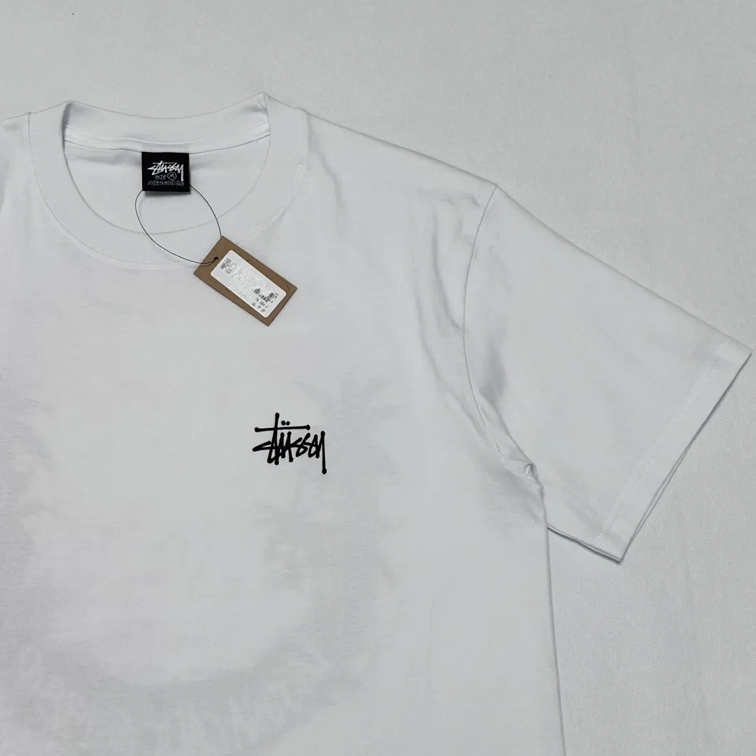 STUSSY SS24 SUNSET TEE Sunset Coconut Beach View T-shirt Black and White S-XL