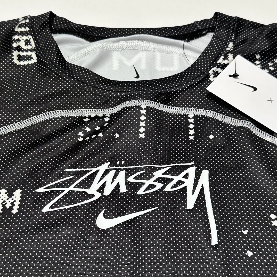 Replacement order and return of goods! Nike x Stüssy joint model printed quick-drying short-sleeved T-shirt for men and women, black S-XL