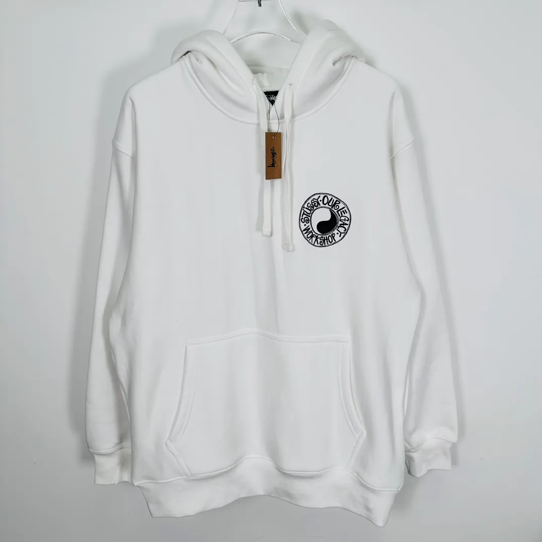 Tai Chi hoodie STUSSY x OUR LEGACY joint model FW24 WORK SHOP BUANA HOODIE PIGMENT DYED yin and yang pattern logo sweatshirt black and white S- XL