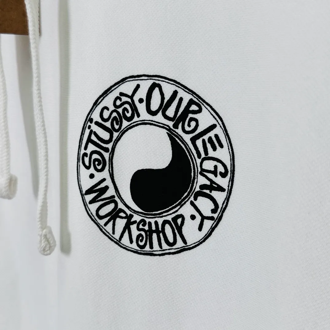 Tai Chi hoodie STUSSY x OUR LEGACY joint model FW24 WORK SHOP BUANA HOODIE PIGMENT DYED yin and yang pattern logo sweatshirt black and white S- XL