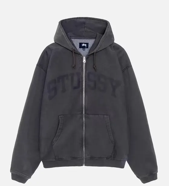 Washed zipper sweatshirt STUSSY FW24 FADED GRAPHIC ZIP UP HOODED Distressed washed and velvet zipper sweatshirt S-XL