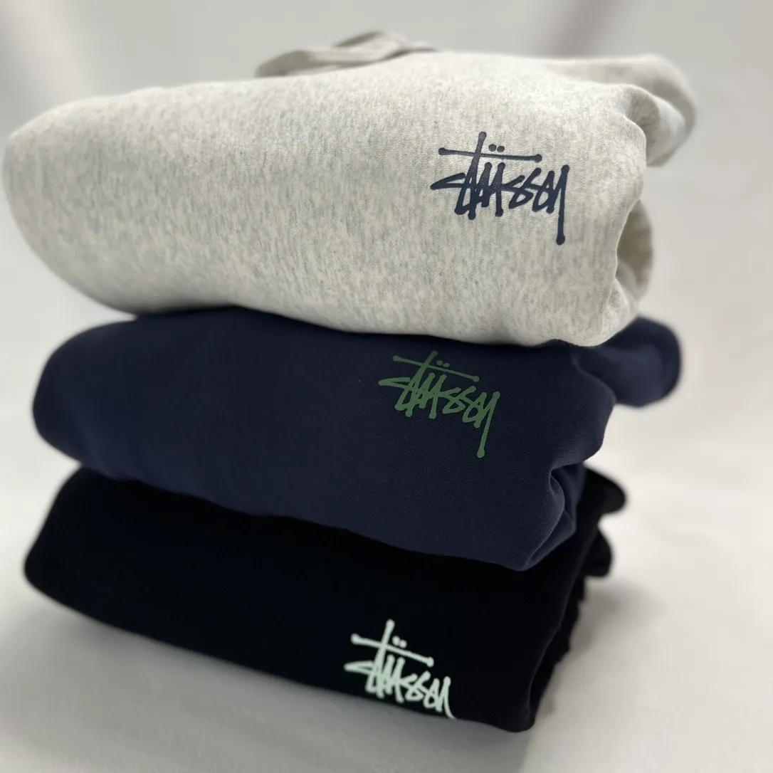 Graffiti word sweatshirt Stussy FW24 BUILT IN USA HOODIE English logo on the back plus velvet hooded sweatshirt/hoodie black gray dark blue S-XL