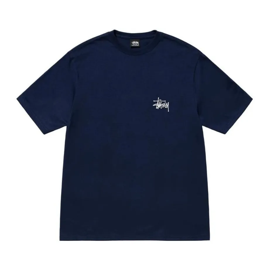 Spot goods! Stussy SS24 Basic StÜssy Tee classic letter Logo printed short-sleeved T-shirt couple style black and white dark blue S-XL