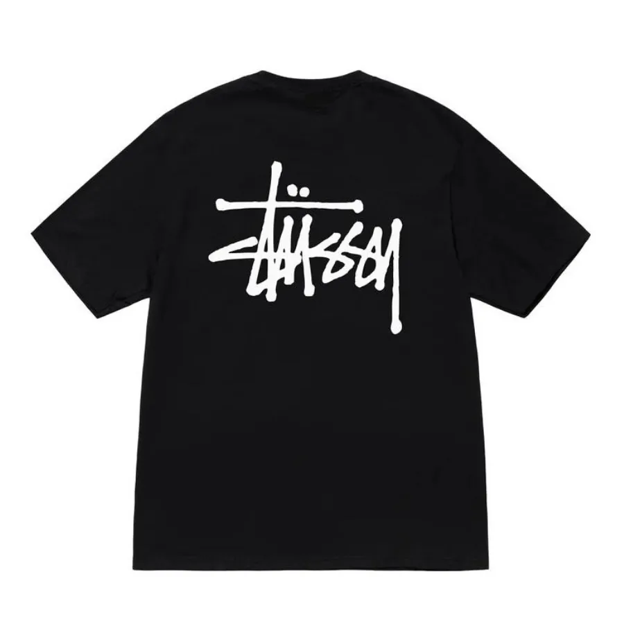 Spot goods! Stussy SS24 Basic StÜssy Tee classic letter Logo printed short-sleeved T-shirt couple style black and white dark blue S-XL
