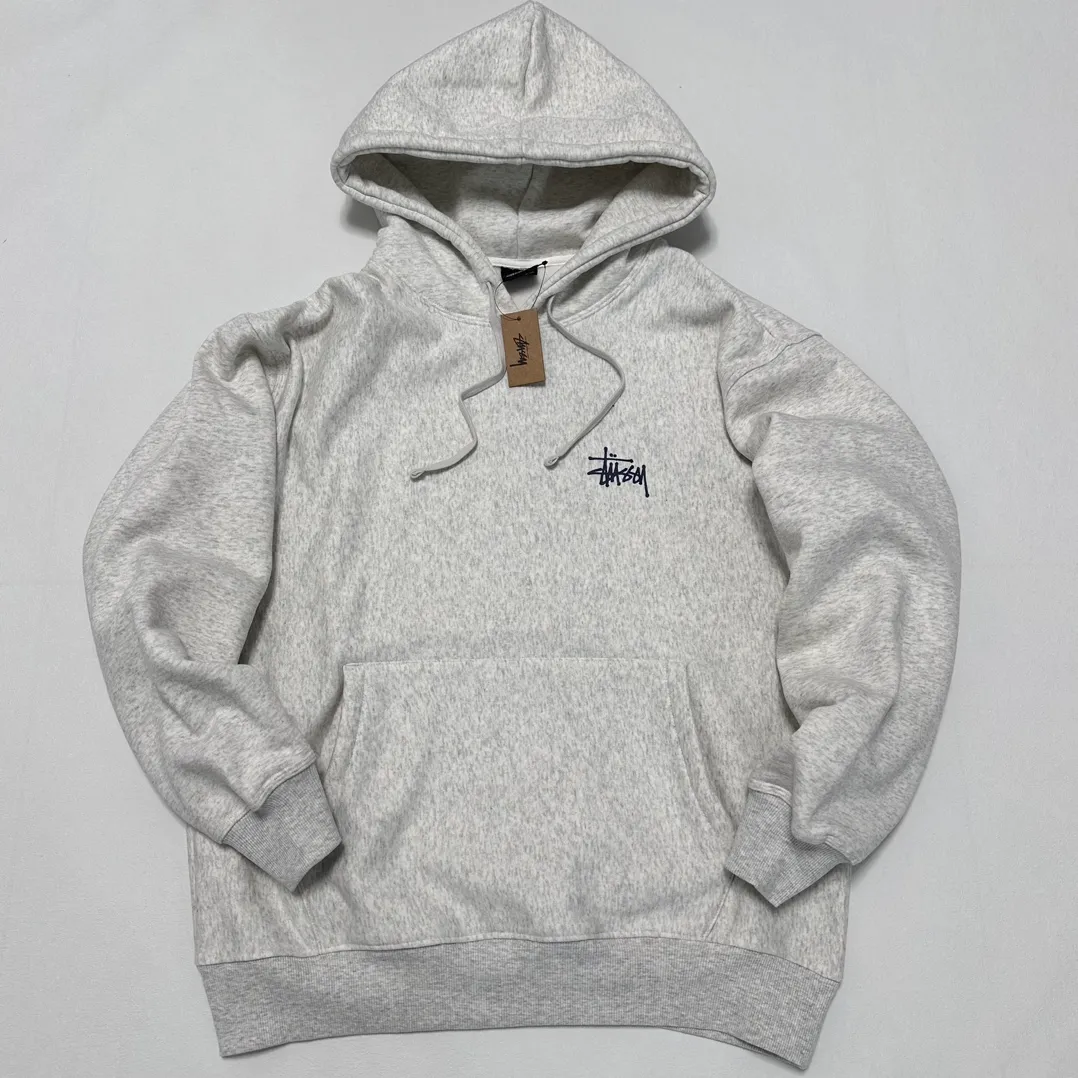 Graffiti word sweatshirt Stussy FW24 BUILT IN USA HOODIE English logo on the back plus velvet hooded sweatshirt/hoodie black gray dark blue S-XL