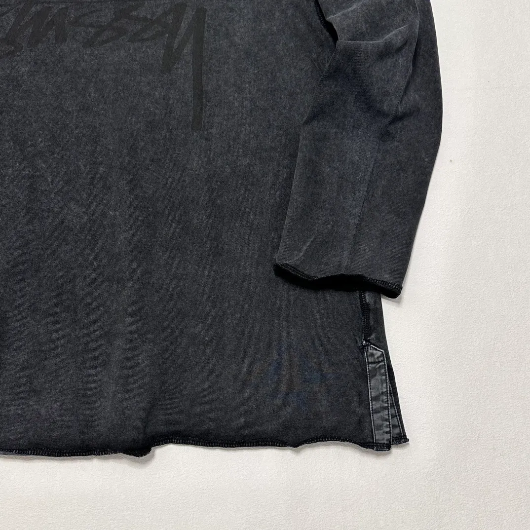 Washed long-sleeved T-shirt STUSSY FW24 FOOTBALL CREW PIGMENT DYED TEE washed black S-XL