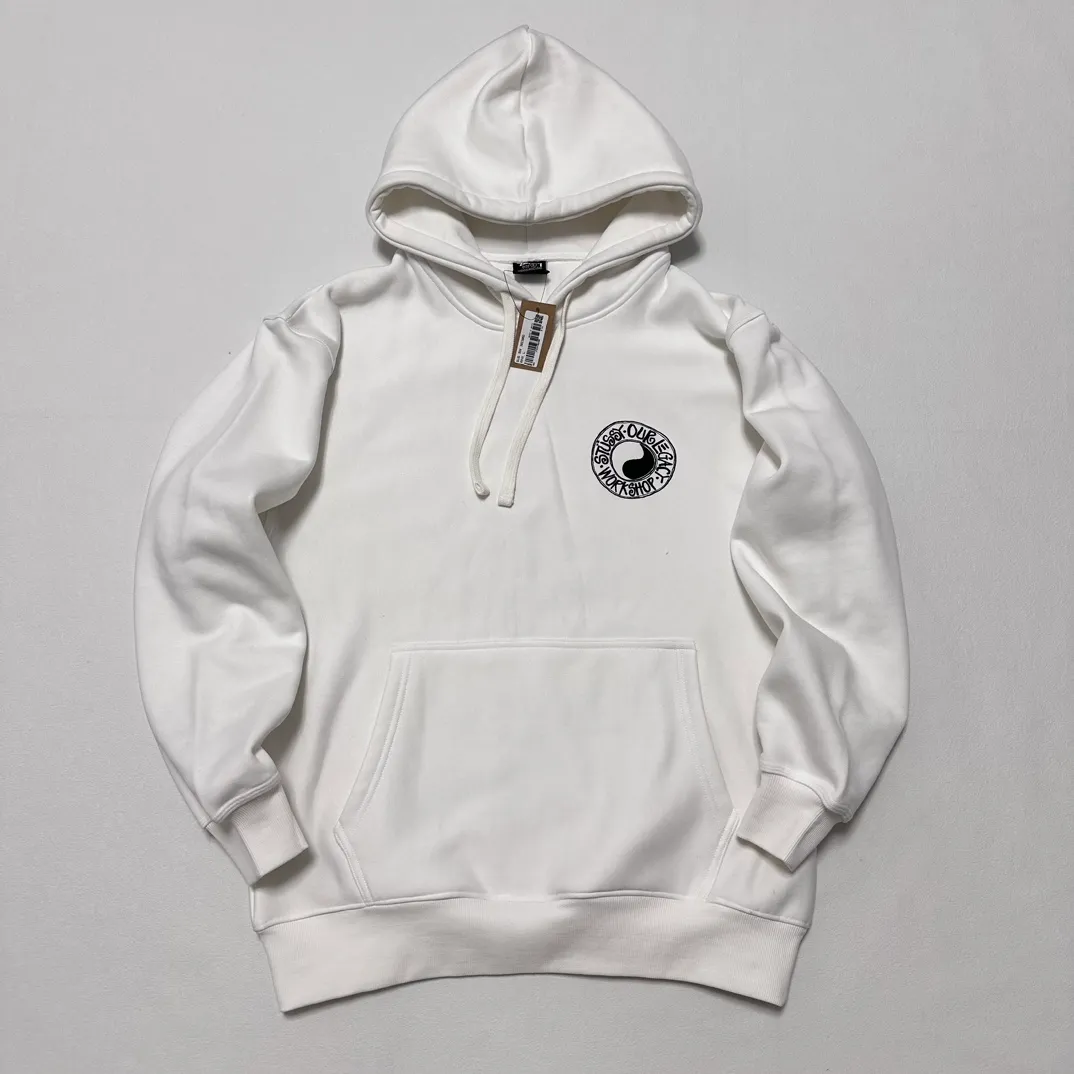 Tai Chi hoodie Stussy x OUR LEGACY joint model FW24 WORK SHOP BUANA HOODIE PIGMENT DYED yin and yang pattern logo sweatshirt black and white S- XL