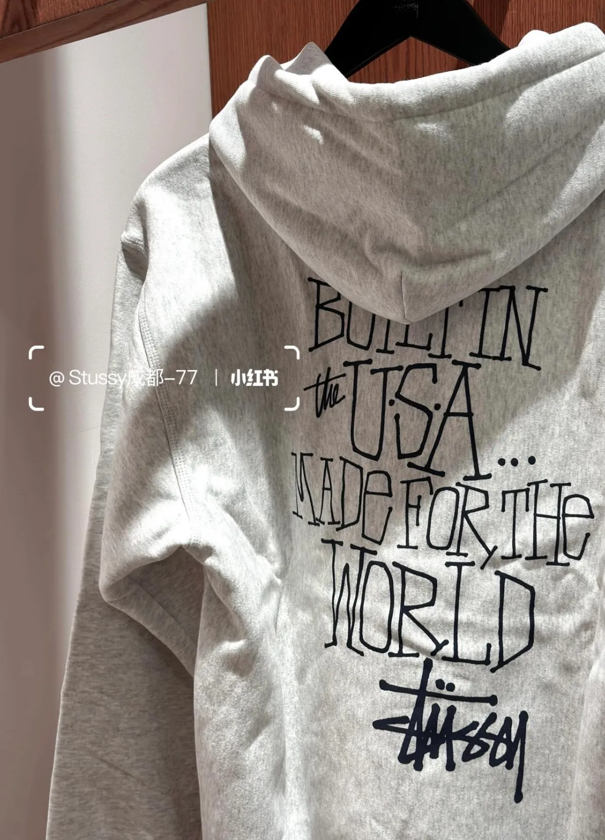 Graffiti word sweatshirt Stussy FW24 BUILT IN USA HOODIE English logo on the back plus velvet hooded sweatshirt/hoodie black gray blue S-XL