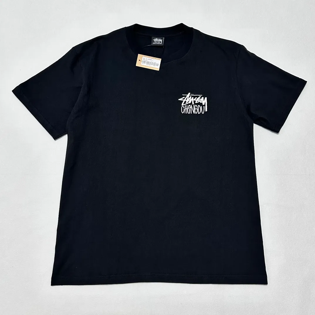Lion T-shirt STUSSY 24FW CHENGDU CHAPTER TEE Chengdu limited short-sleeved Tee black and white S-XL