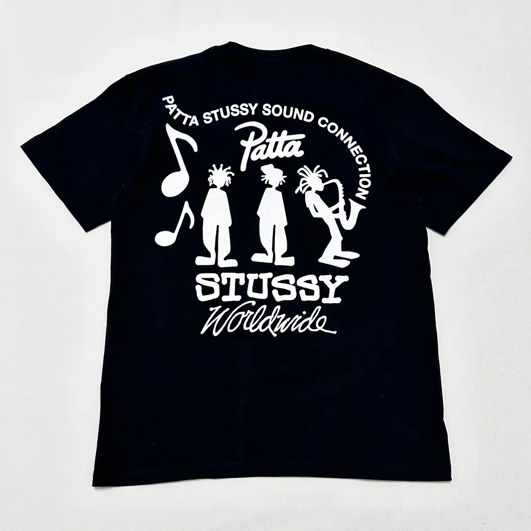 STUSSY X PATTA joint model SS24 TEE musician T-shirt black and white S-XL