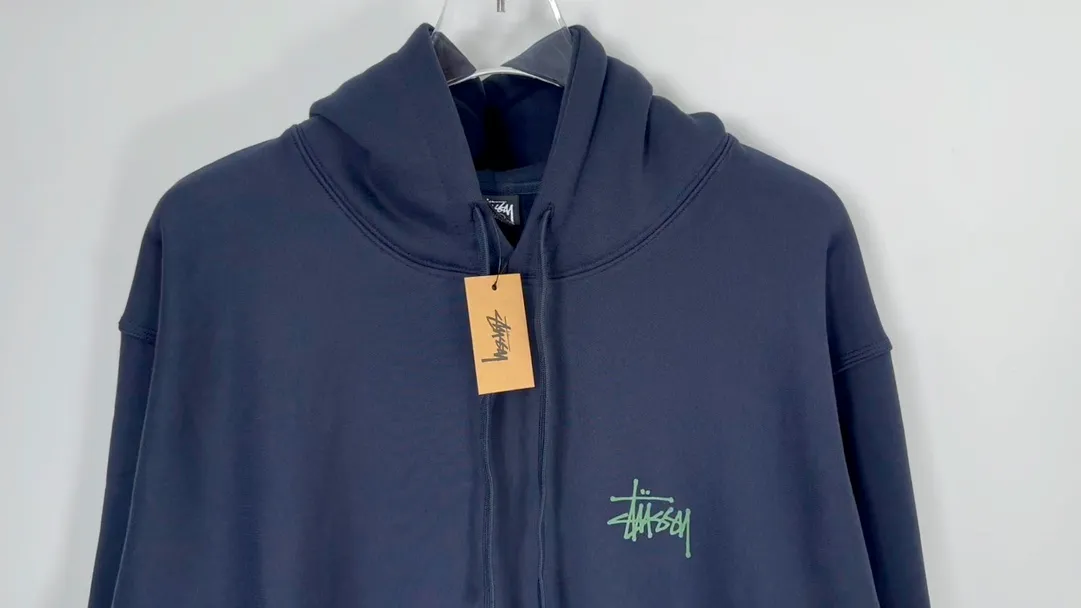 Graffiti word sweatshirt Stussy FW24 BUILT IN USA HOODIE English logo on the back plus velvet hooded sweatshirt/hoodie black gray blue S-XL