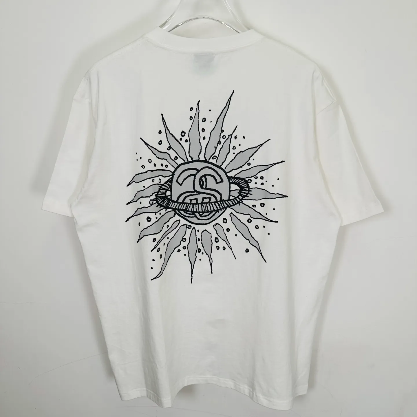 Sun T-shirt STUSSY SS25 LOOK BEYOND TEE PIGMENT DYED Double S sun short-sleeved TEE black and white S- XL