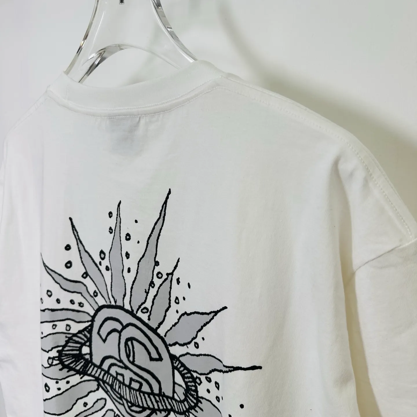 Sun T-shirt STUSSY SS25 LOOK BEYOND TEE PIGMENT DYED Double S sun short-sleeved TEE black and white S- XL