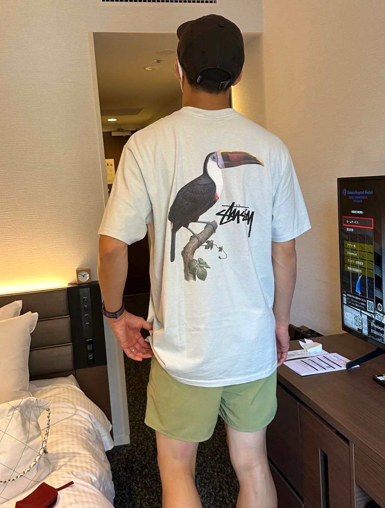 Spot goods! STUSSY SS24 Animal Series TOUCAN TEE Toucan T-shirt Black and White S-XL