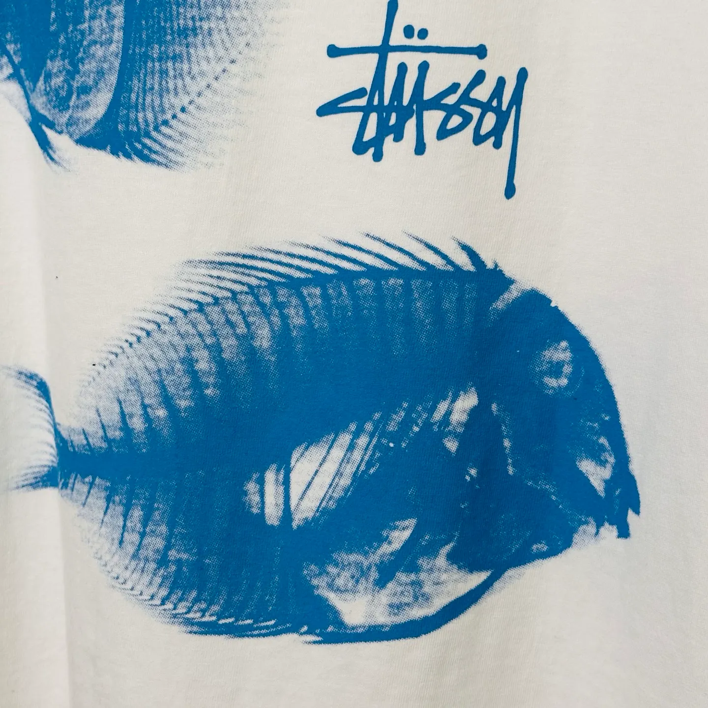 Fishbone T-shirt STUSSY SS25 X-RAY FISHIN TEE Fish X-ray printed pattern short sleeves black and white S- XL