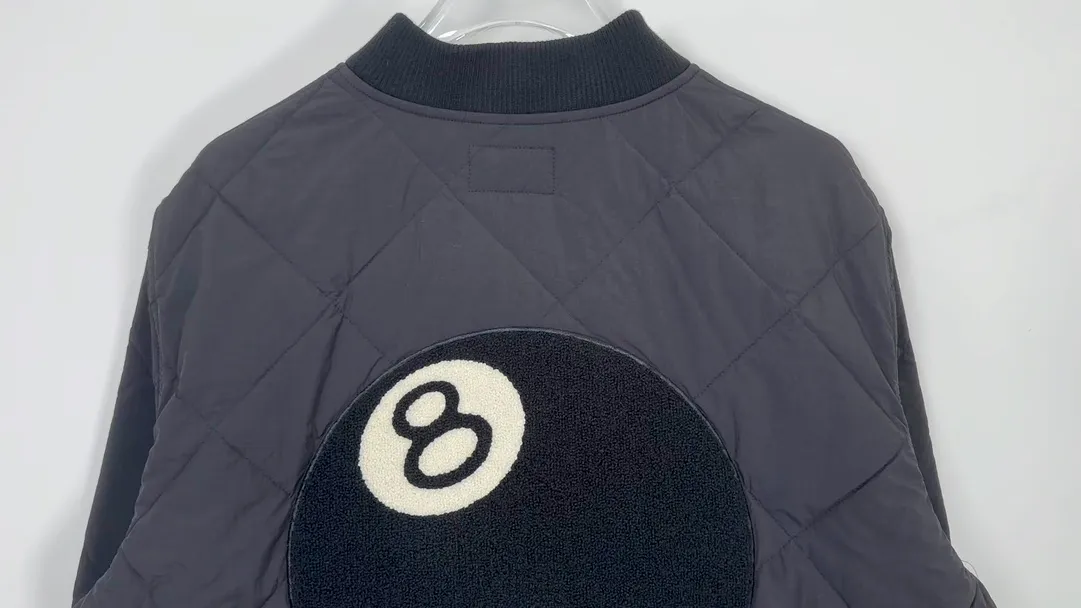 STUSSY 23FW 🎱 BALL QUILTED LINER JACKET Black 8 billiard zipper cotton coat/jacket Size: Black S M Khaki M L XL