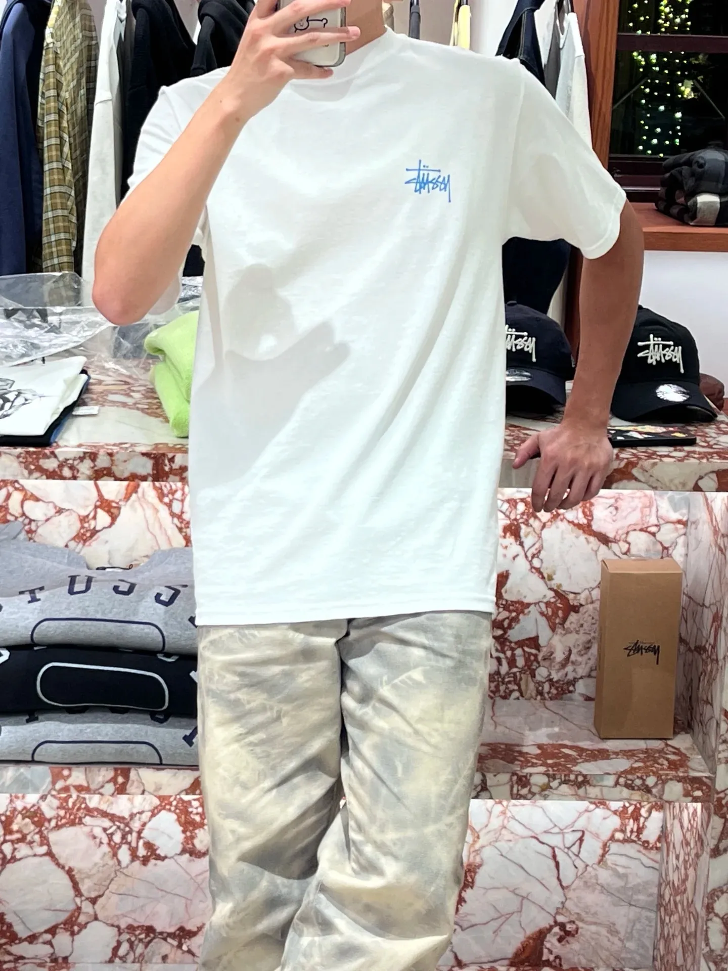 Fishbone T-shirt STUSSY SS25 X-RAY FISHIN TEE Fish X-ray printed pattern short sleeves black and white S- XL