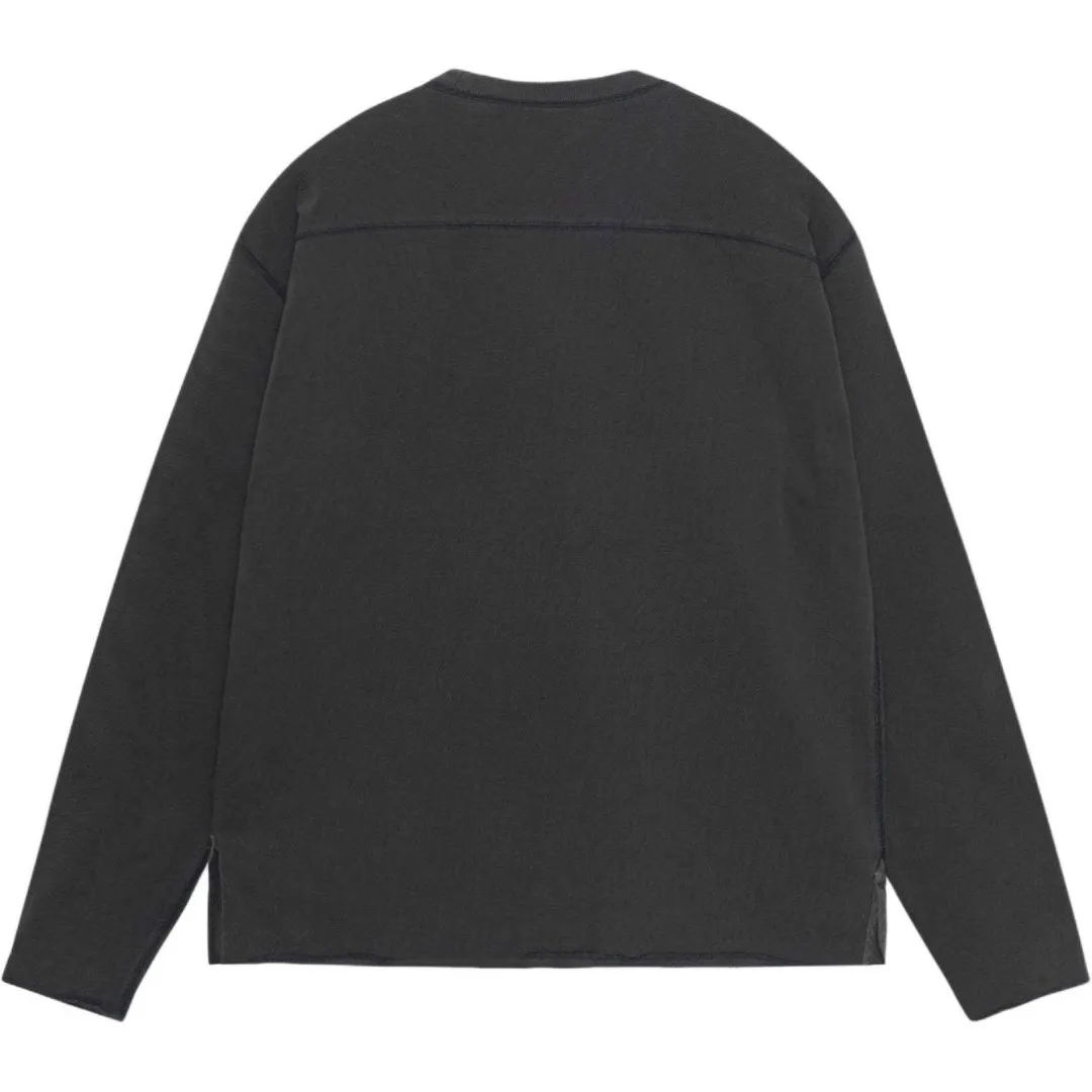 Washed long-sleeved T-shirt STUSSY FW24 FOOTBALL CREW PIGMENT DYED TEE washed black S-XL