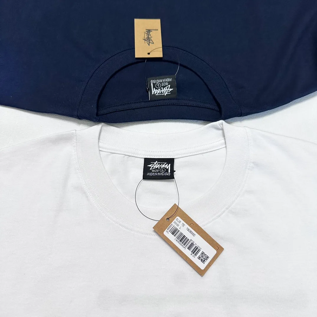 Spot goods! Stussy SS24 Basic StÜssy Tee classic letter Logo printed short-sleeved T-shirt couple style black and white dark blue S-XL