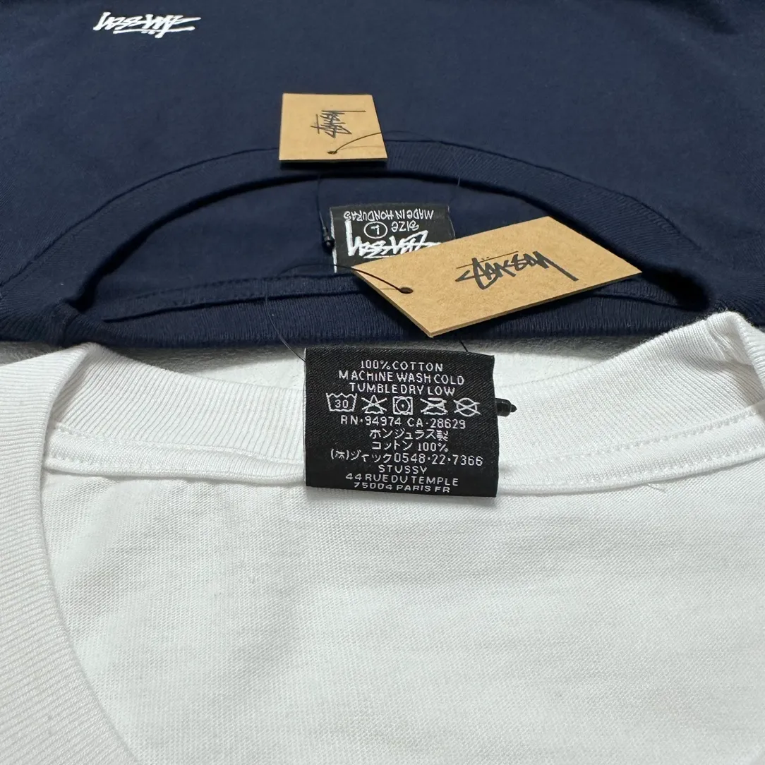 Spot goods! Stussy SS24 Basic StÜssy Tee classic letter Logo printed short-sleeved T-shirt couple style black and white dark blue S-XL