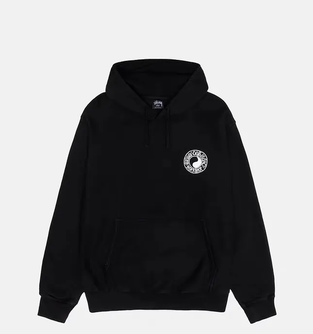Tai Chi hoodie STUSSY x OUR LEGACY joint model FW24 WORK SHOP BUANA HOODIE PIGMENT DYED yin and yang pattern logo sweatshirt black and white S- XL