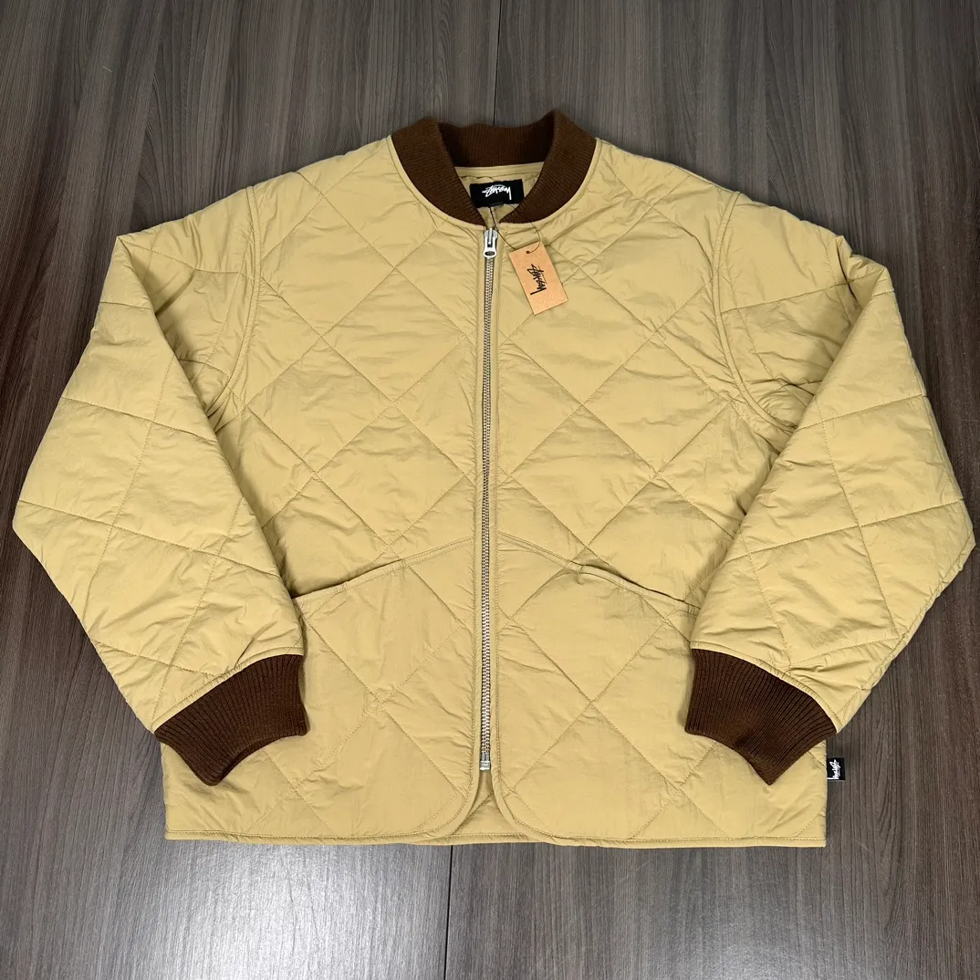 STUSSY 23FW 🎱 BALL QUILTED LINER JACKET Black 8 billiard zipper cotton coat/jacket Size: Black S M Khaki M L XL