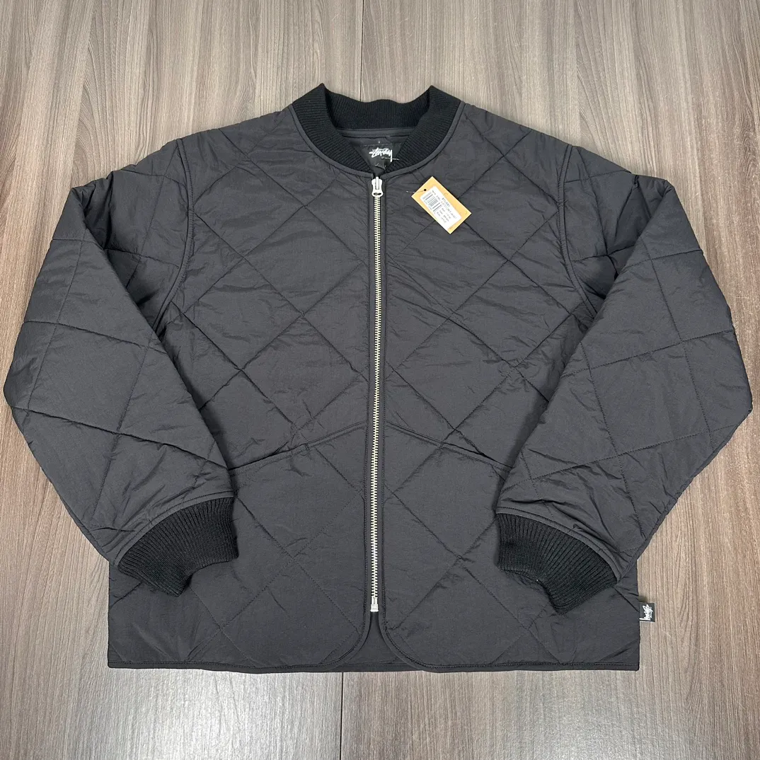 STUSSY 23FW 🎱 BALL QUILTED LINER JACKET Black 8 billiard zipper cotton coat/jacket Size: Black S M Khaki M L XL