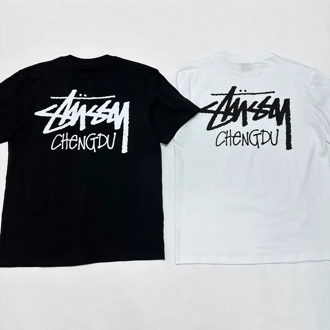 Chengdu limited TEE STUSSY FW24 CHENGDU TEE classic words Chengdu limited short sleeves black and white S-XL