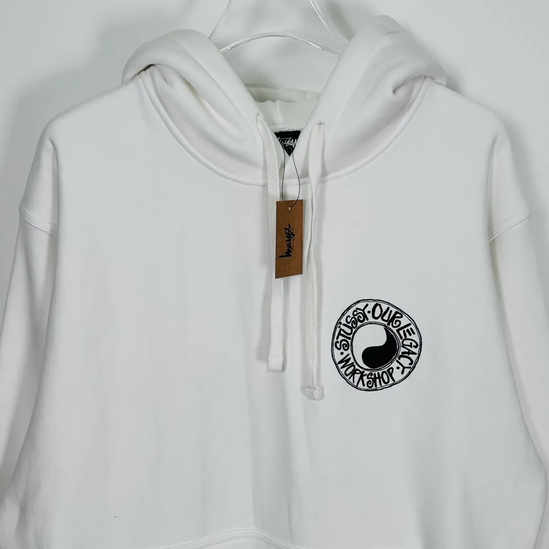 Tai Chi hoodie Stussy x OUR LEGACY joint model FW24 WORK SHOP BUANA HOODIE PIGMENT DYED yin and yang pattern logo sweatshirt black and white S- XL